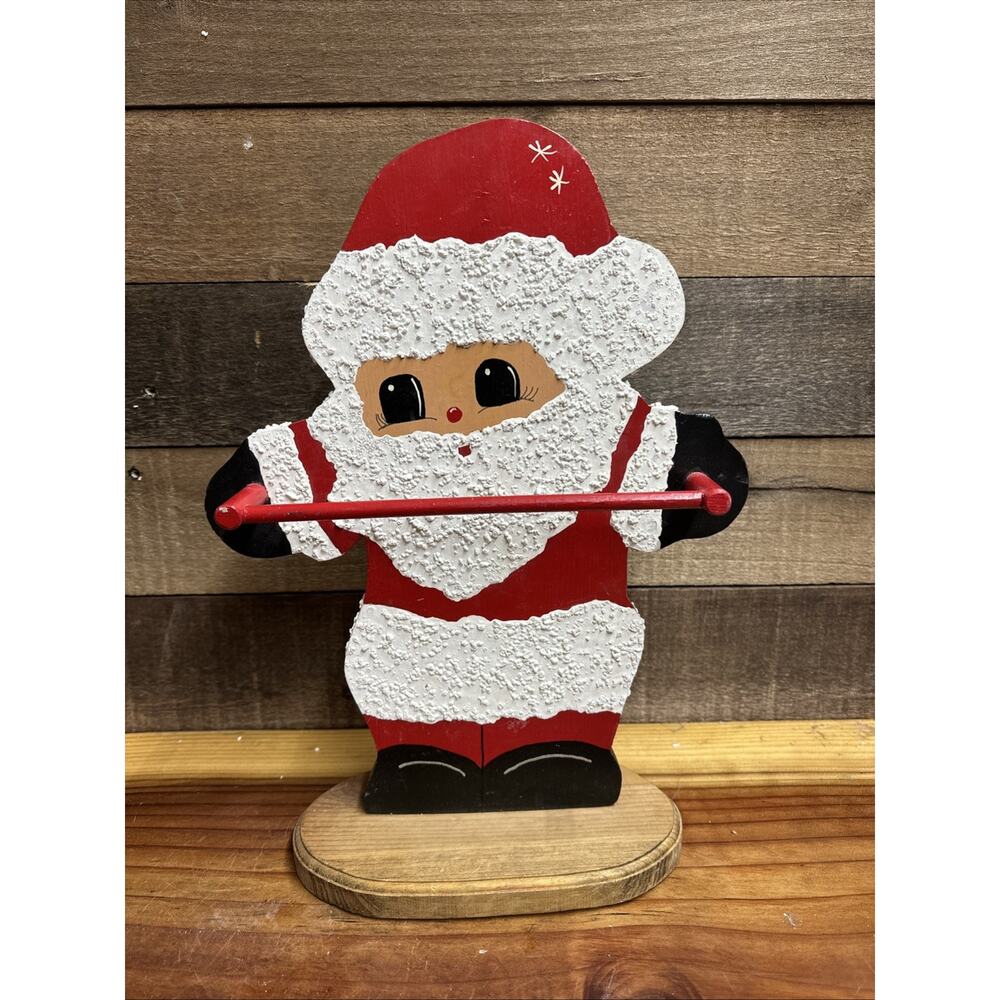 Vintage Wooden Santa Candy Cane Holder 14” Tall